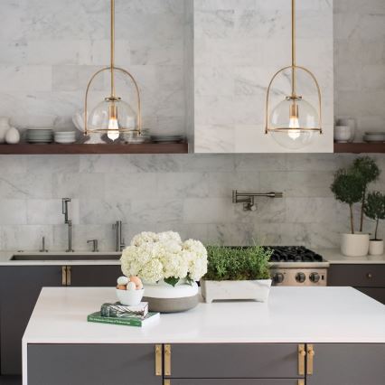 Quintiesse - Pendel på stang SOMERSET 1xE27/60W/230V Ø 28,9 cm bronzefarvet