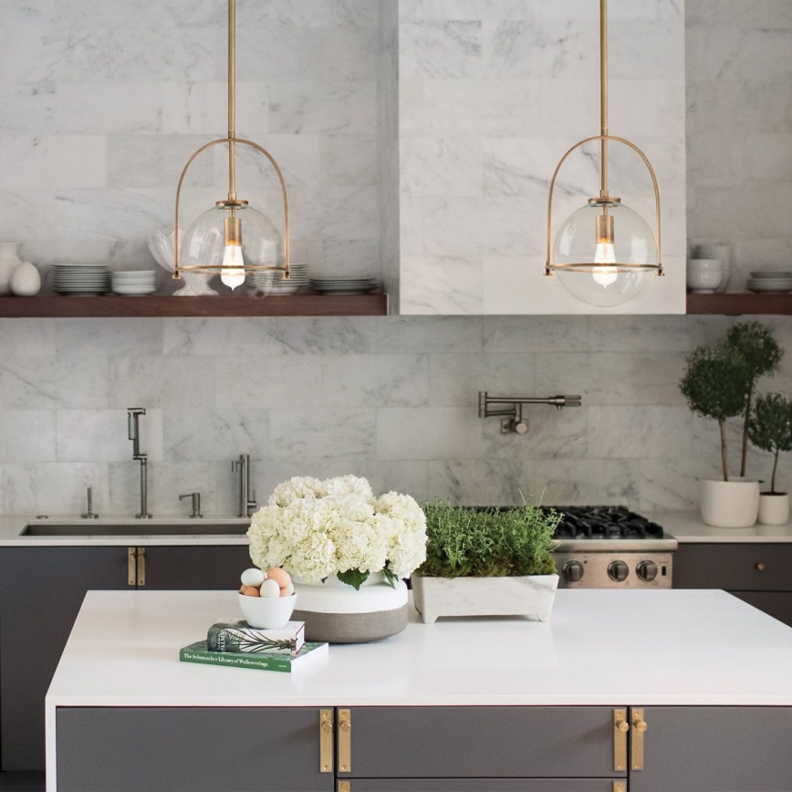 Quintiesse - Pendel på stang SOMERSET 1xE27/60W/230V Ø 28,9 cm bronzefarvet