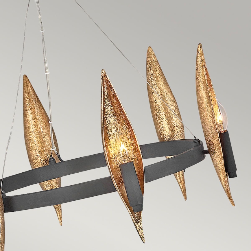 Quintiesse - Lysekrone med wireophæng WILLOW 6xE14/40W/230V Ø 61 cm guld/sort