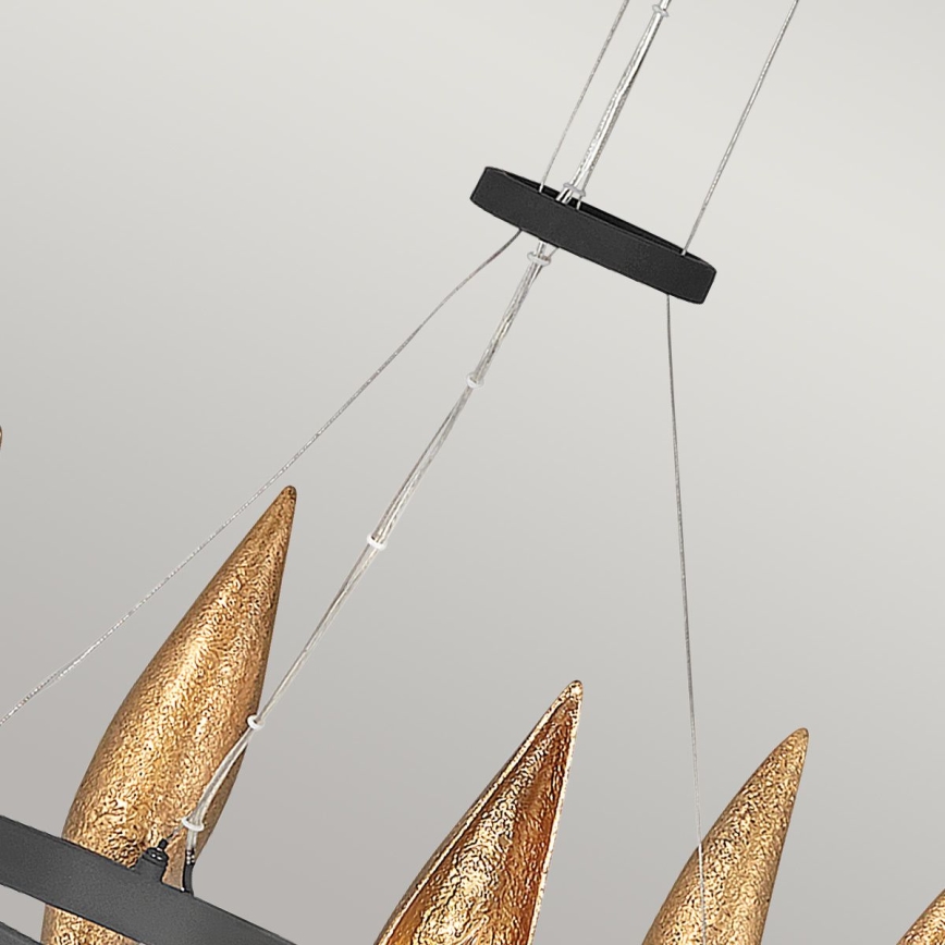 Quintiesse - Lysekrone med wireophæng WILLOW 6xE14/40W/230V Ø 61 cm guld/sort