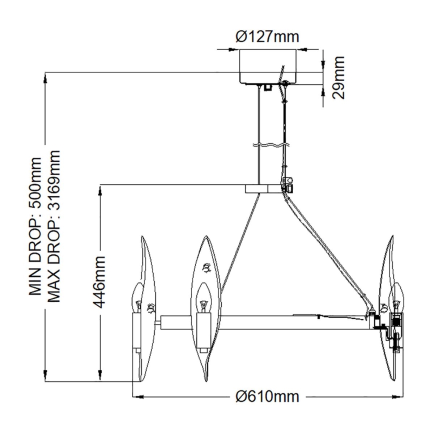 Quintiesse - Lysekrone med wireophæng WILLOW 6xE14/40W/230V Ø 61 cm guld/sort