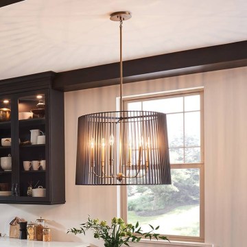 Quintiesse - Stangpendel LINARA 6xE14/60W/230V Ø 66 cm sort/guld