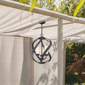 Quintiesse - Udendørs lysekrone med kæde BLACKSMITH 3xE14/40W/230V Ø 40,7 cm IP44 sort