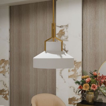 Quoizel - BRECKEN pendellampe på stang 2xE27/60W/230V guld/hvid