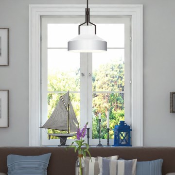 Quoizel - Loftpendel med stang BRECKEN 2xE27/60W/230V sort/hvid