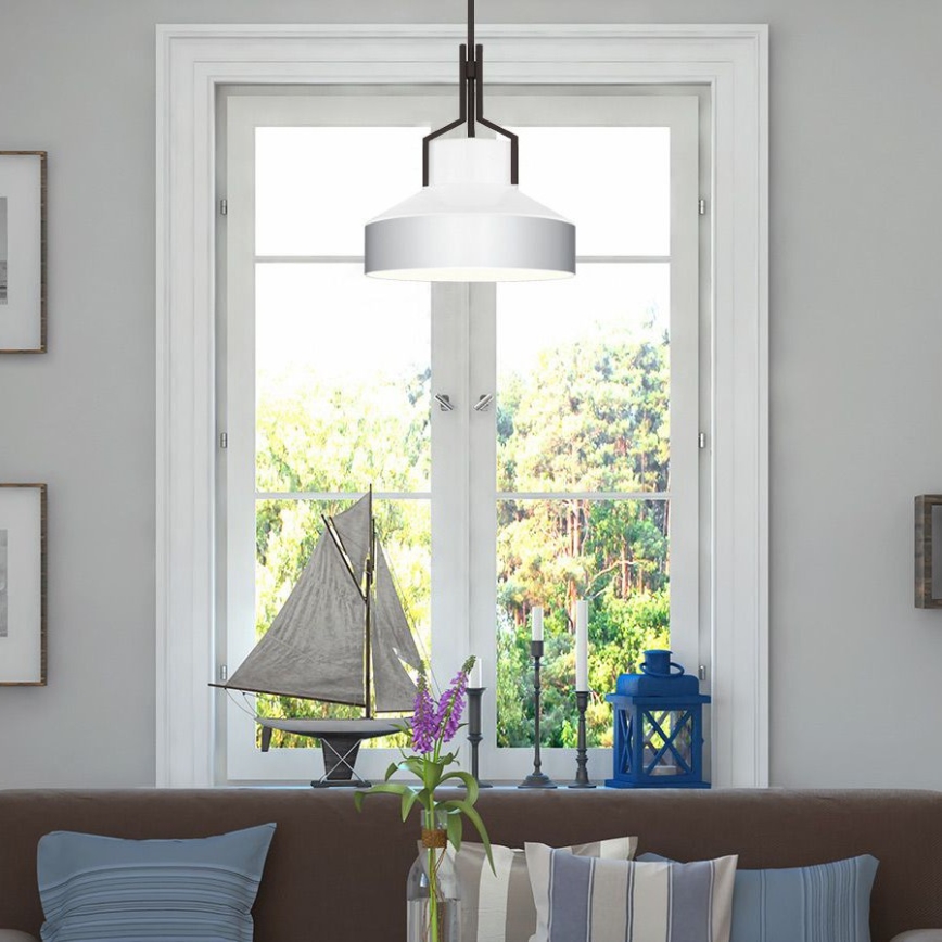 Quoizel - Loftpendel med stang BRECKEN 2xE27/60W/230V sort/hvid