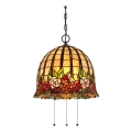 Quoizel - Lysekrone med kæde Tiffany ROSECLIFFE 3xE27/100W/230V