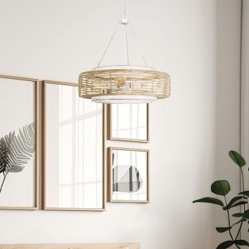 Quoizel - Lysekrone med kæde WAYLON 4xE27/60W/230V Ø 50,4 cm brun/hvid