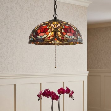 Quoizel - Lysekrone på kæde Tiffany LARISSA 3xE27/60W/230V Ø 38,5 cm