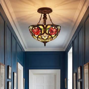 Quoizel - Overflademonteret Tiffany-loftlampe LARISSA 2xE27/60W/230V Ø 35 cm