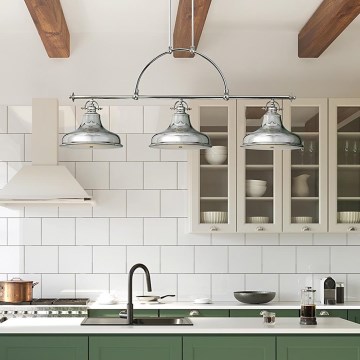 Quoizel - Pendel med kædeophæng EMERY 3xE27/100W/230V skinnende krom