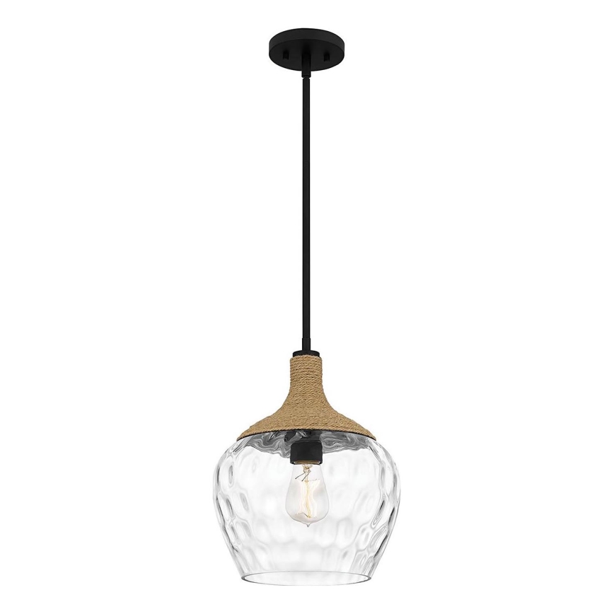 Quoizel - Pendellampe ROYER 1xE27/60W/230V diameter 30,2 cm transparent/sort/beige