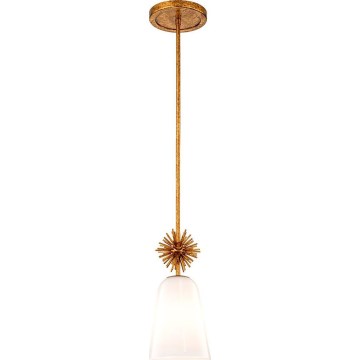Quoizel - Pendellampe STARING 1xE27/40W/230V diameter 18,4 cm guldfarvet/patina/hvid