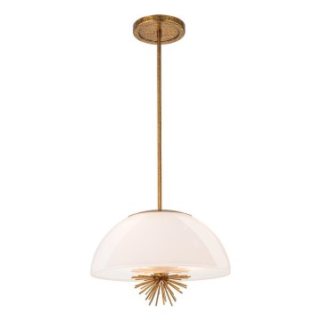Quoizel - Pendellampe STARING 3xE14/40W/230V diameter 45,7 cm guldfarvet/patina/hvid