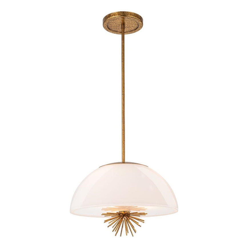 Quoizel - Pendellampe STARING 3xE14/40W/230V diameter 45,7 cm guldfarvet/patina/hvid