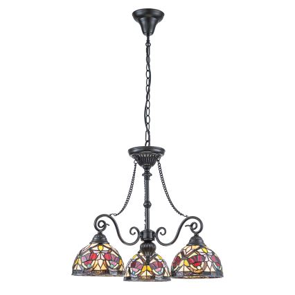 Quoizel - Kædeophængt Tiffany-lysekrone LARISSA 3xE27/60W/230V Ø 63,6 cm