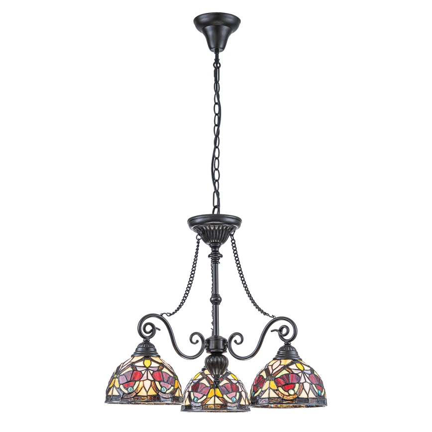 Quoizel - Kædeophængt Tiffany-lysekrone LARISSA 3xE27/60W/230V Ø 63,6 cm