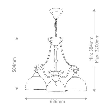 Quoizel - Kædeophængt Tiffany-lysekrone LARISSA 3xE27/60W/230V Ø 63,6 cm