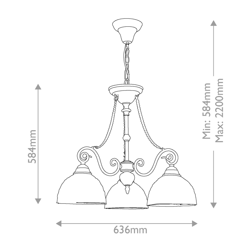 Quoizel - Kædeophængt Tiffany-lysekrone LARISSA 3xE27/60W/230V Ø 63,6 cm