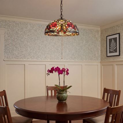 Quoizel - Lysekrone på kæde Tiffany LARISSA 3xE27/60W/230V Ø 38,5 cm