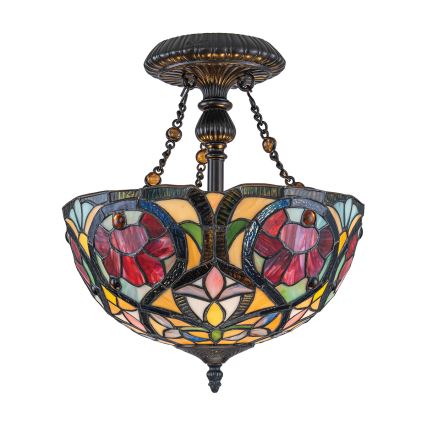 Quoizel - Overflademonteret Tiffany-loftlampe LARISSA 2xE27/60W/230V Ø 35 cm