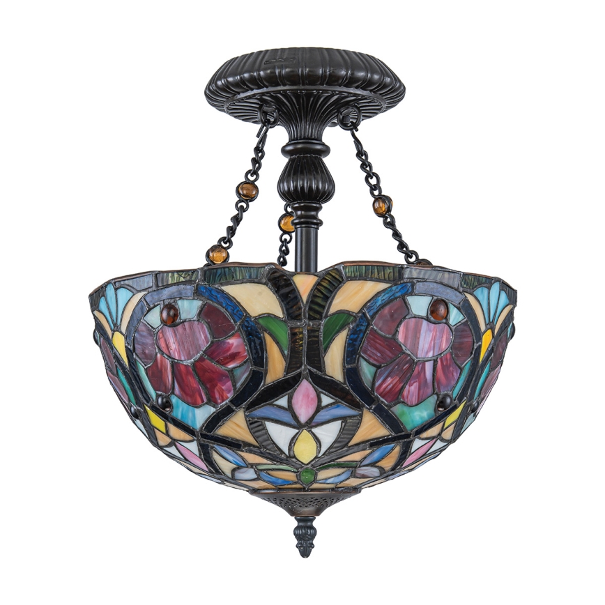 Quoizel - Overflademonteret Tiffany-loftlampe LARISSA 2xE27/60W/230V Ø 35 cm