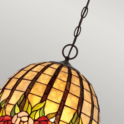Quoizel - Lysekrone med kædeophæng Tiffany ROSECLIFFE 3xE27/100W/230V