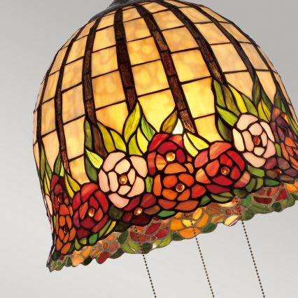 Quoizel - Lysekrone med kæde Tiffany ROSECLIFFE 3xE27/100W/230V