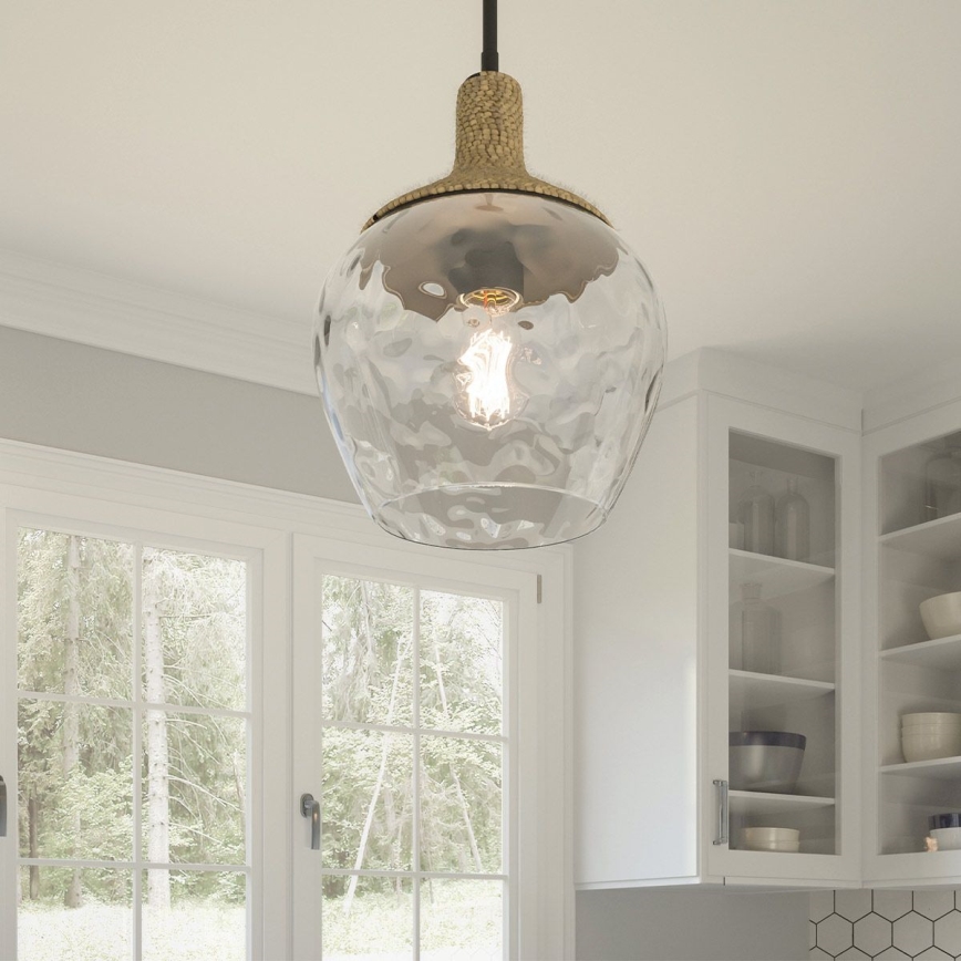 Quoizel - Pendellampe ROYER 1xE27/60W/230V diameter 30,2 cm transparent/sort/beige
