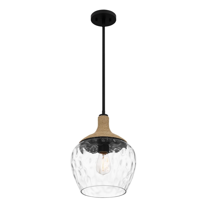 Quoizel - Pendellampe ROYER 1xE27/60W/230V diameter 30,2 cm transparent/sort/beige