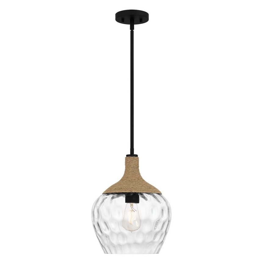 Quoizel - Pendellampe ROYER 1xE27/60W/230V diameter 30,2 cm transparent/sort/beige