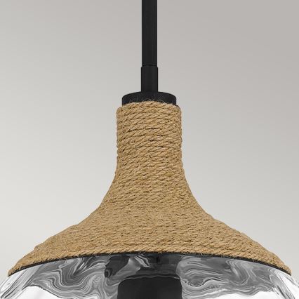 Quoizel - Pendellampe ROYER 1xE27/60W/230V diameter 30,2 cm transparent/sort/beige