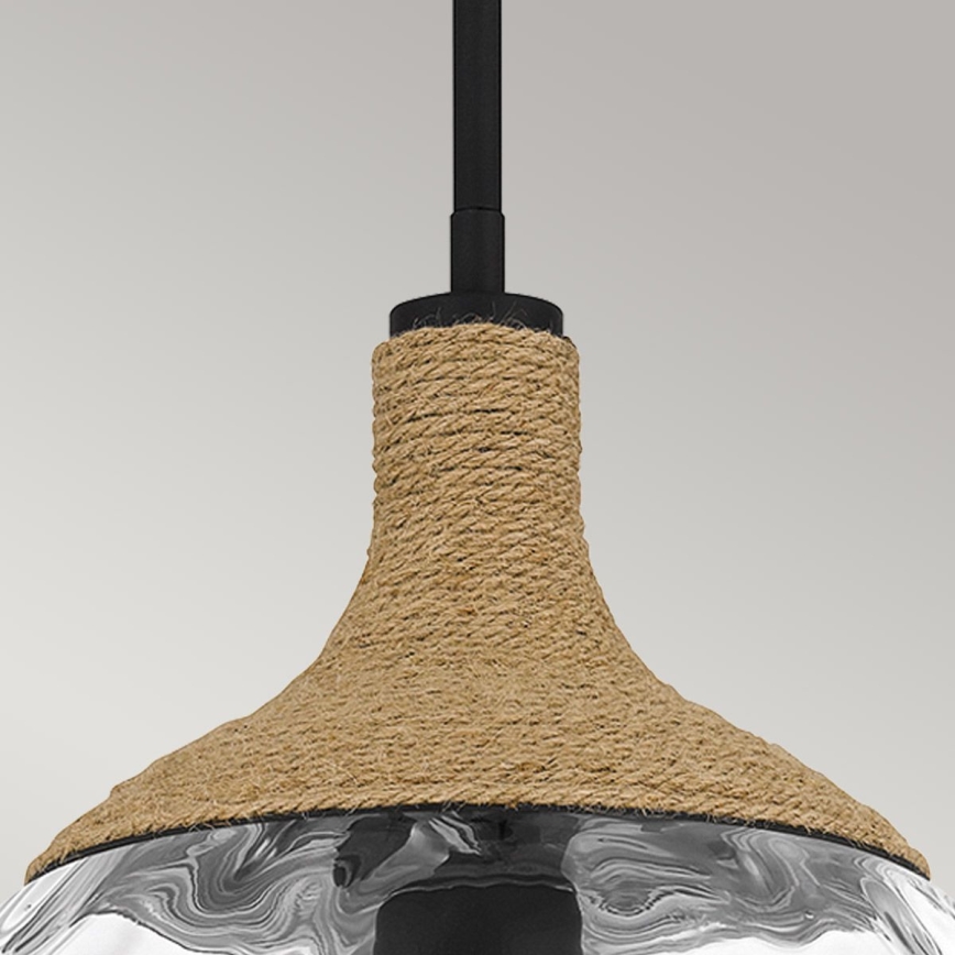 Quoizel - Pendellampe ROYER 1xE27/60W/230V diameter 30,2 cm transparent/sort/beige