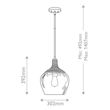 Quoizel - Pendellampe ROYER 1xE27/60W/230V diameter 30,2 cm transparent/sort/beige