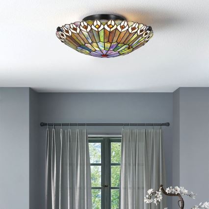 Quoizel - Tiffany-loftlampe WATKINS 2xE27/60W/230V Ø 42 cm