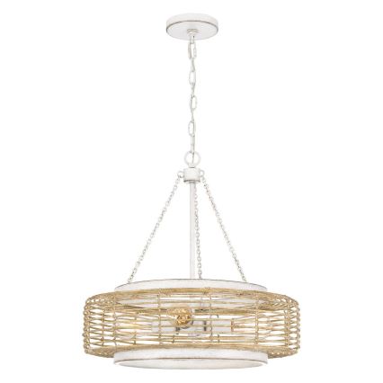 Quoizel - Lysekrone med kæde WAYLON 4xE27/60W/230V Ø 50,4 cm brun/hvid