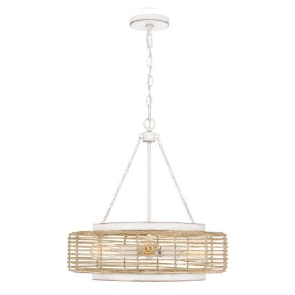 Quoizel - Lysekrone med kæde WAYLON 4xE27/60W/230V Ø 50,4 cm brun/hvid