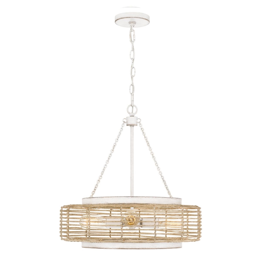Quoizel - Lysekrone med kæde WAYLON 4xE27/60W/230V Ø 50,4 cm brun/hvid