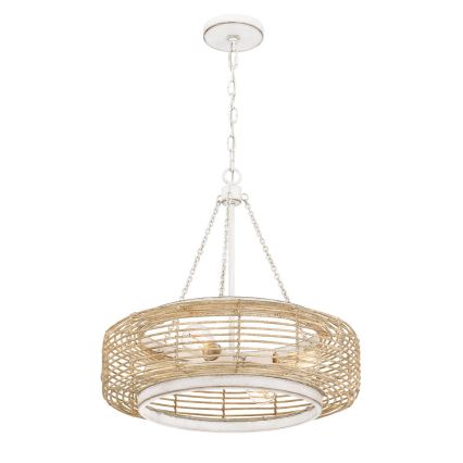 Quoizel - Lysekrone med kæde WAYLON 4xE27/60W/230V Ø 50,4 cm brun/hvid