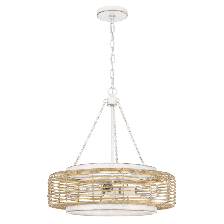 Quoizel - Lysekrone med kæde WAYLON 4xE27/60W/230V Ø 50,4 cm brun/hvid