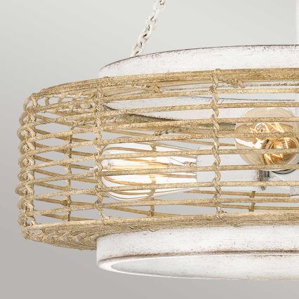 Quoizel - Lysekrone med kæde WAYLON 4xE27/60W/230V Ø 50,4 cm brun/hvid