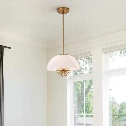 Quoizel - Pendellampe STARING 3xE14/40W/230V diameter 45,7 cm guldfarvet/patina/hvid