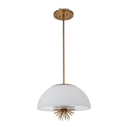 Quoizel - Pendellampe STARING 3xE14/40W/230V diameter 45,7 cm guldfarvet/patina/hvid