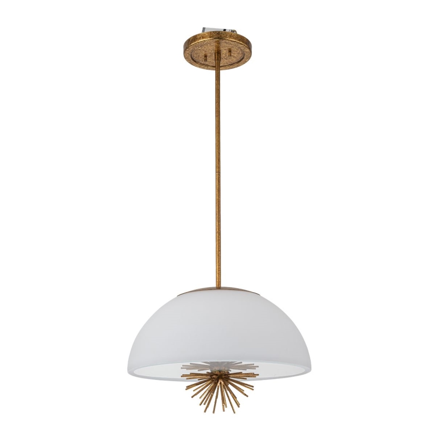 Quoizel - Pendellampe STARING 3xE14/40W/230V diameter 45,7 cm guldfarvet/patina/hvid