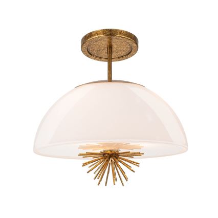 Quoizel - Pendellampe STARING 3xE14/40W/230V diameter 45,7 cm guldfarvet/patina/hvid