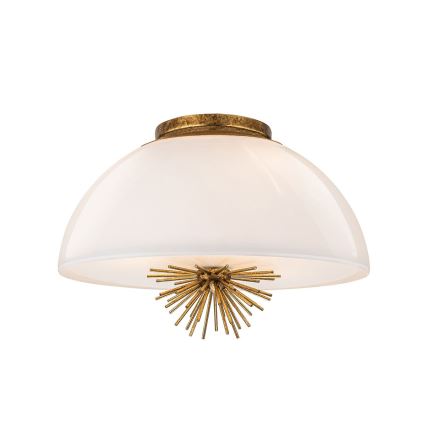 Quoizel - Pendellampe STARING 3xE14/40W/230V diameter 45,7 cm guldfarvet/patina/hvid