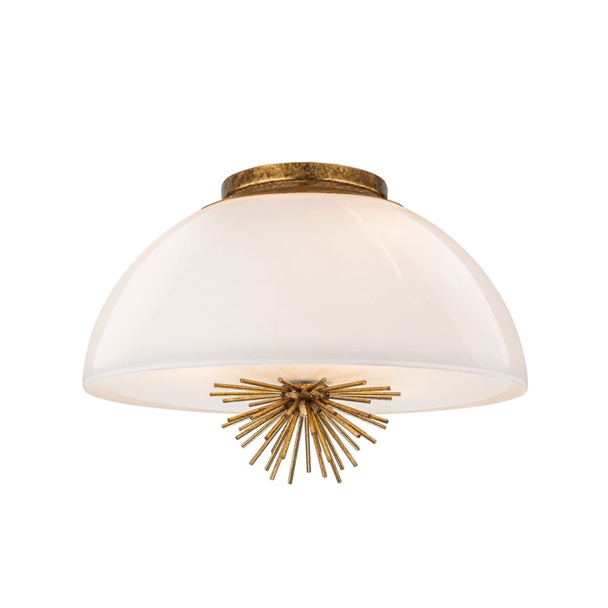 Quoizel - Pendellampe STARING 3xE14/40W/230V diameter 45,7 cm guldfarvet/patina/hvid