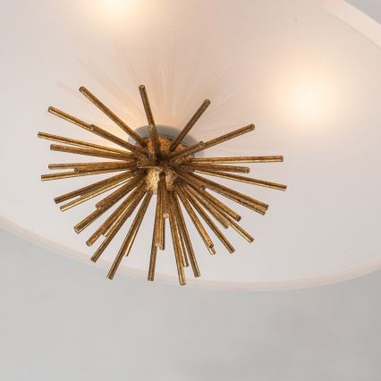 Quoizel - Pendellampe STARING 3xE14/40W/230V diameter 45,7 cm guldfarvet/patina/hvid
