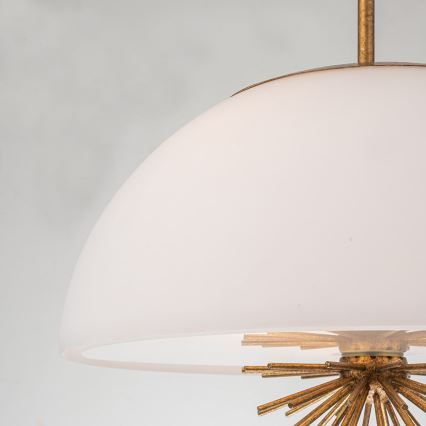 Quoizel - Pendellampe STARING 3xE14/40W/230V diameter 45,7 cm guldfarvet/patina/hvid