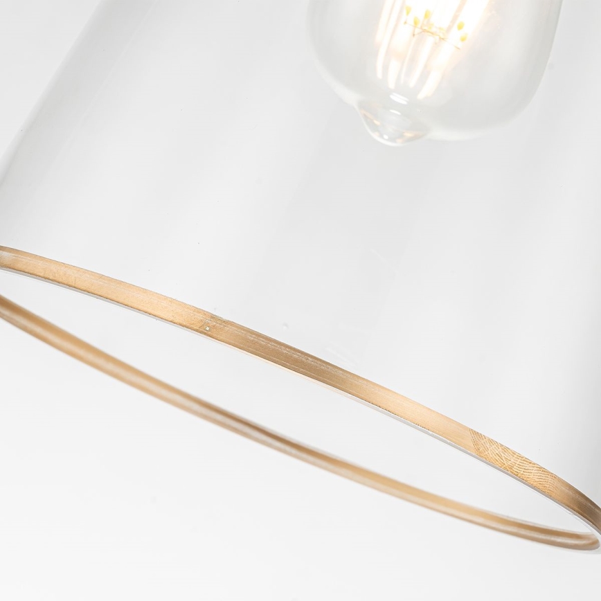 Quoizel - Pendellampe STARING 1xE27/40W/230V diameter 18,4 cm guldfarvet/patina/transparent